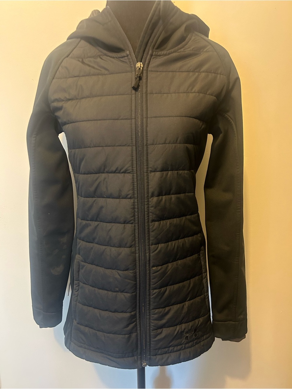 Under Armour Black Quilted Hooded Utility Jacket